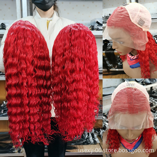 Colored Bone Straight Human Hair Lace Wig 613 Blonde Red HD Transparent Lace Frontal Wigs Human hair Lace Front Brazilian Wig